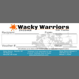 Wacky Warriors Paintball Gift Card