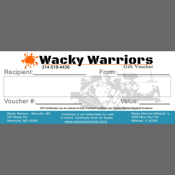 Wacky Warriors Paintball Gift Card